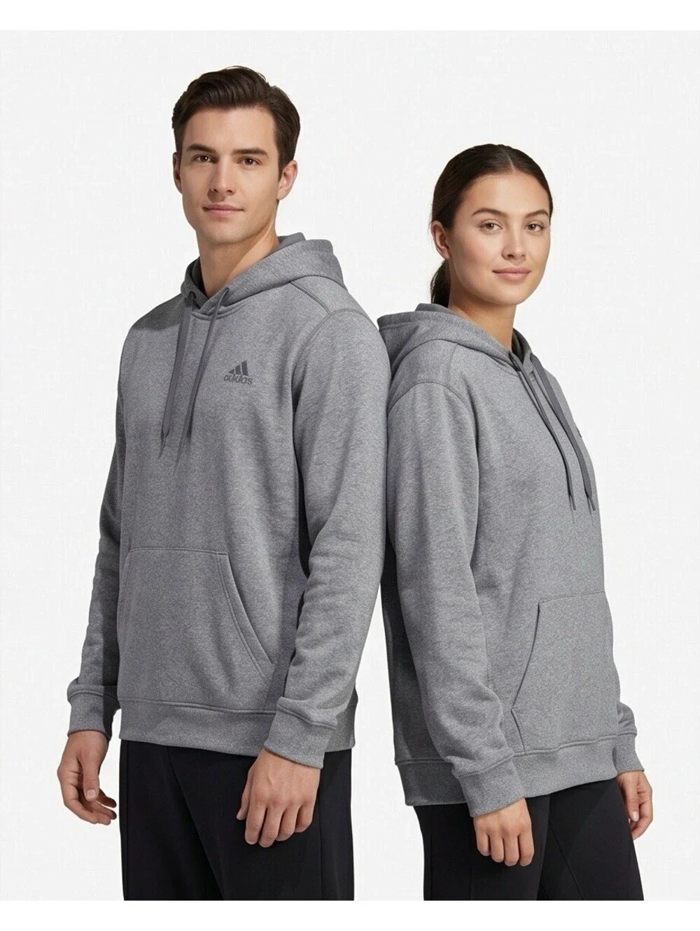 Adidas Men’s Climawarm Hoodie Gray Size M Athletic Pullover Sweatshirt